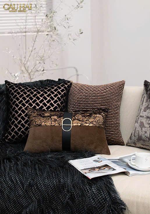 Gối Jacquard Galliano D’Or Bronze Leather 30X50-CẬU HAI HOME DECOR