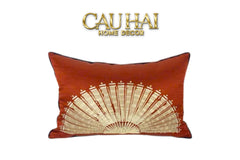 Gối Jacquard Rouge Oriental Éventail Lunaire d’Or 35x50-CẬU HAI HOME DECOR