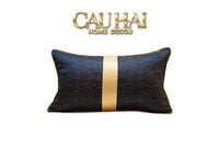 Gối Lụa Jacquard Navy Sovereign Golden Lignes 30X50-CẬU HAI HOME DECOR