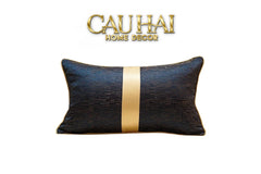 Gối Lụa Jacquard Navy Sovereign Golden Lignes 30X50-CẬU HAI HOME DECOR