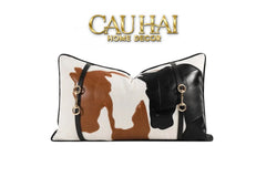 Gối Nhung Leather Équestre Patchwork Harness 30X50-CẬU HAI HOME DECOR