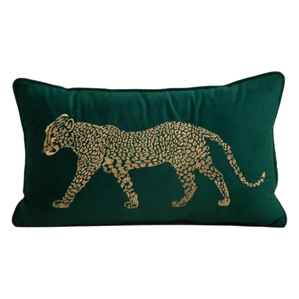 Gối Nhung Leopard Stride Emerald 30x50-Gối Trang Trí-Cậu Hai Home Decor-CẬU HAI HOME DECOR