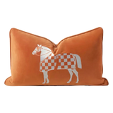 Gối Nhung Thêu Équestre Moderne Cognac Embroidered 30x50-VỎ GỐI-CẬU HAI HOME DECOR-CẬU HAI HOME DECOR