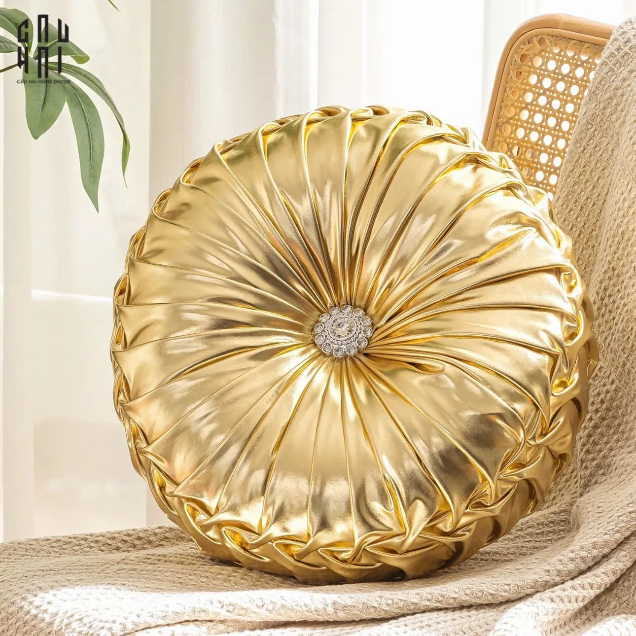 GỐI DA BÓNG STUNNING KELLY - GOLD-CẬU HAI HOME DECOR