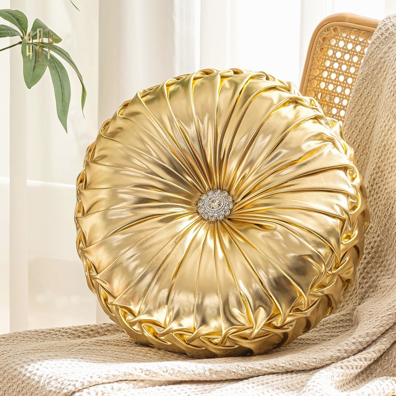 GỐI DA BÓNG STUNNING KELLY - GOLD-CẬU HAI HOME DECOR