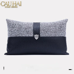 Gối Tweed Leather Midnight Sentinel Panther 30X50-CẬU HAI HOME DECOR