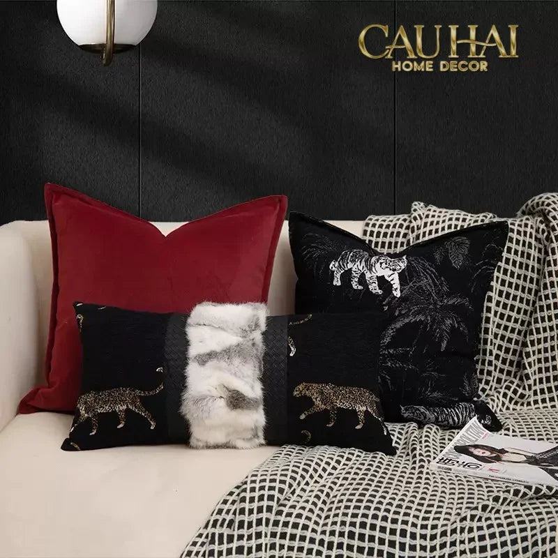 Gối Tweed Lux Fur Jarguar Savoir Leopard 30X60-CẬU HAI HOME DECOR
