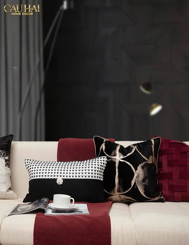 GỐI VELVET TWEED CAMÉLIA MYSTIQUE 30x50 - CẬU HAI HOME DECOR