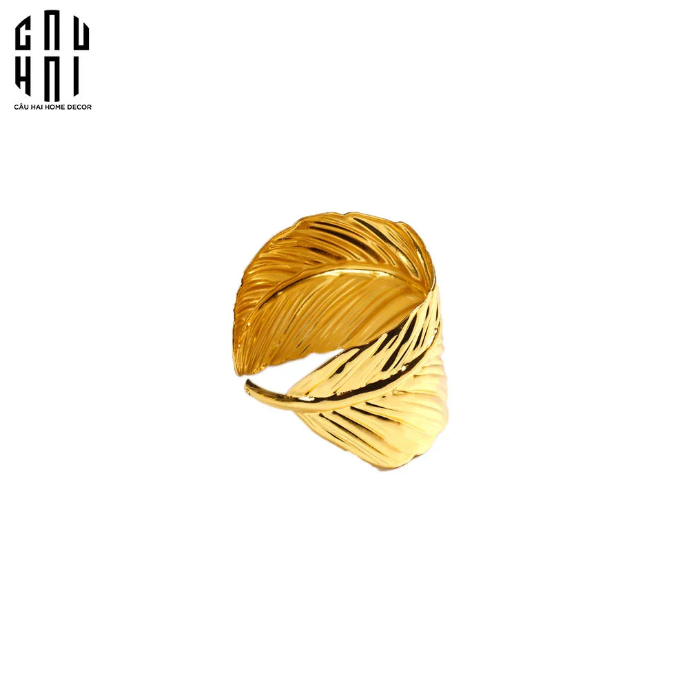 GOLDEN FEATHER NAPKIN RING - CẬU HAI HOME DECOR