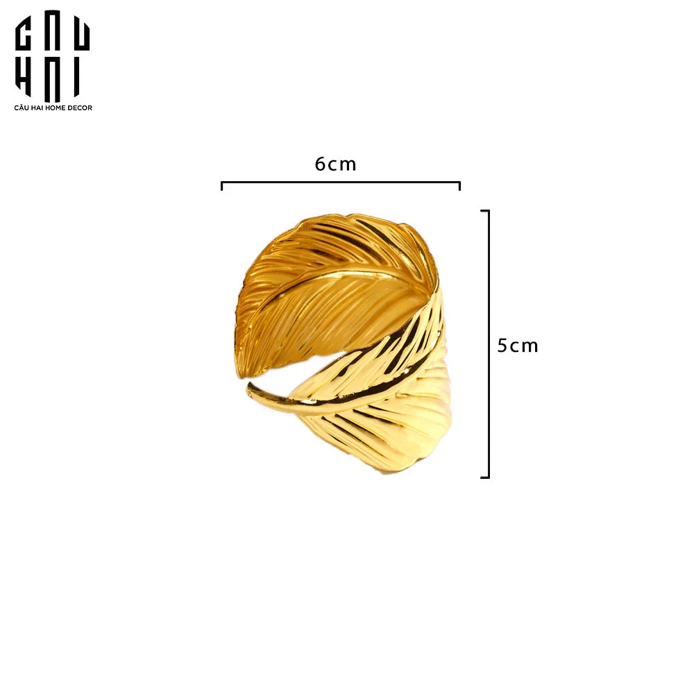 GOLDEN FEATHER NAPKIN RING - CẬU HAI HOME DECOR
