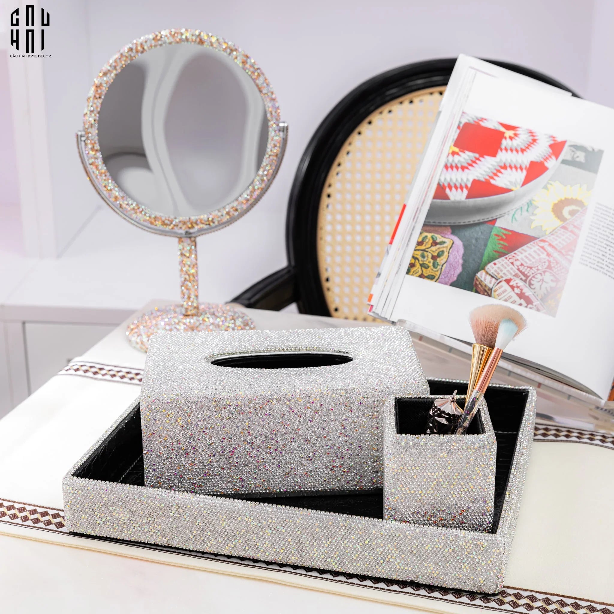 GƯƠNG TRANG ĐIỂM BLING BLING - TOPAZ - CẬU HAI HOME DECOR