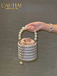 Haute Folie - Clutch Kim Cương Cylinder - Perle Noire Diamond Pavé Haute Décor Object-CẬU HAI HOME DECOR