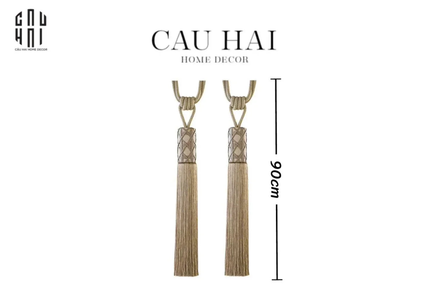 Haute Folie - Cột Màn Đôi Cannage Beige Tassel Curtain Tieback 90Cm-CẬU HAI HOME DECOR