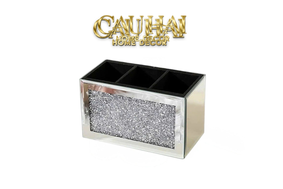Haute Folie - Hộp Đựng Cọ 3 Ngăn Starlight Mirrored Argenté Bling Bling-GƯƠNG TRANG ĐIỂM-Đối tác tại Trung Quốc theo từng đơn đặt hàng-CẬU HAI HOME DECOR