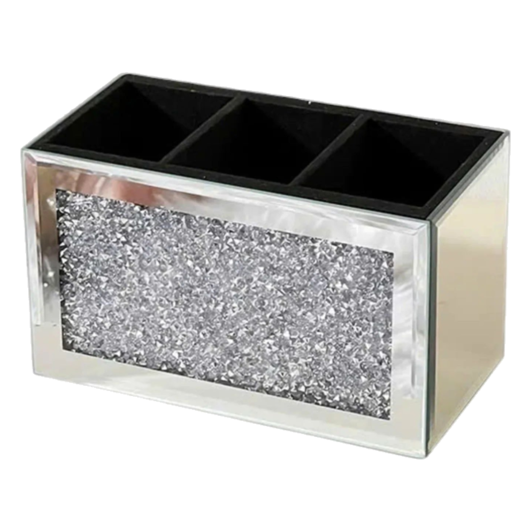 Haute Folie - Hộp Đựng Cọ 3 Ngăn Starlight Mirrored Argenté Bling Bling-GƯƠNG TRANG ĐIỂM-Đối tác tại Trung Quốc theo từng đơn đặt hàng-CẬU HAI HOME DECOR
