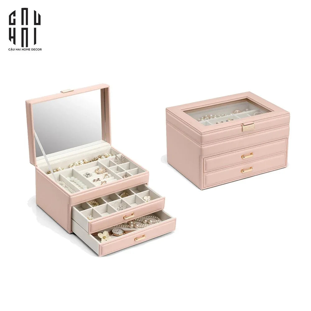 HAUTE FOLIE - HỘP ĐỰNG TRANG SỨC AMBER - AMBER LEATHER JEWELRY BOX SS25-CẬU HAI HOME DECOR