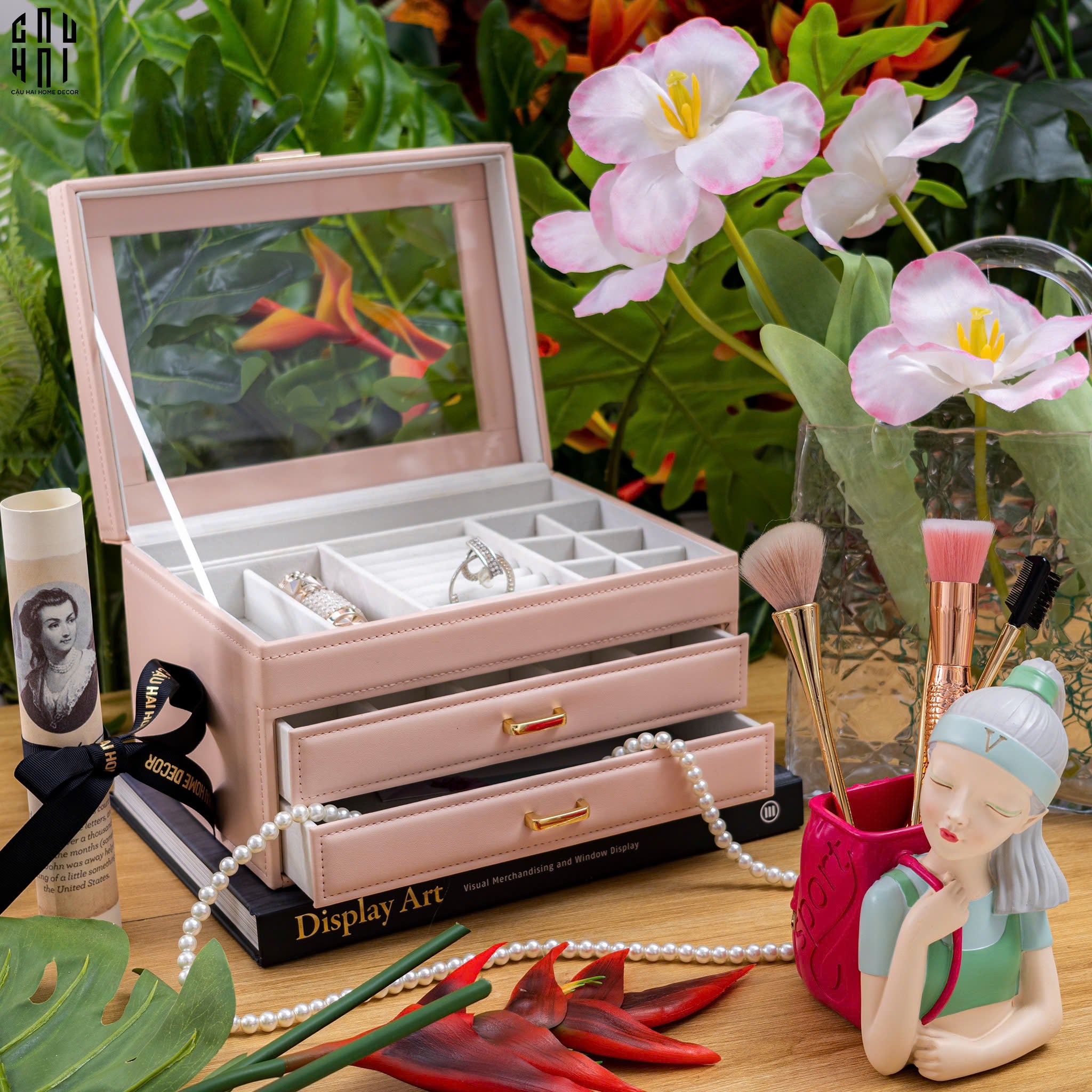 HAUTE FOLIE - HỘP ĐỰNG TRANG SỨC AMBER - AMBER LEATHER JEWELRY BOX SS25-CẬU HAI HOME DECOR