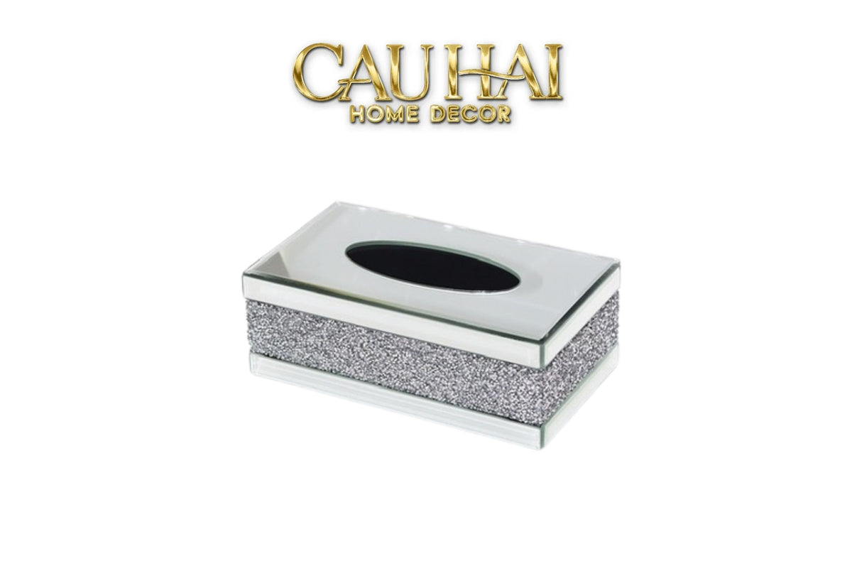 Haute Folie - Hộp Giấy Chữ Nhật Viền Gương Cắt Cạnh — Starlight Mirrored Tissue Box-CẬU HAI HOME DECOR-CẬU HAI HOME DECOR