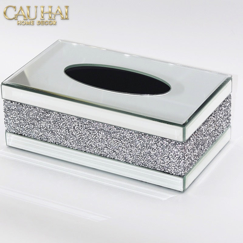 Haute Folie - Hộp Giấy Chữ Nhật Viền Gương Cắt Cạnh — Starlight Mirrored Tissue Box-CẬU HAI HOME DECOR-CẬU HAI HOME DECOR