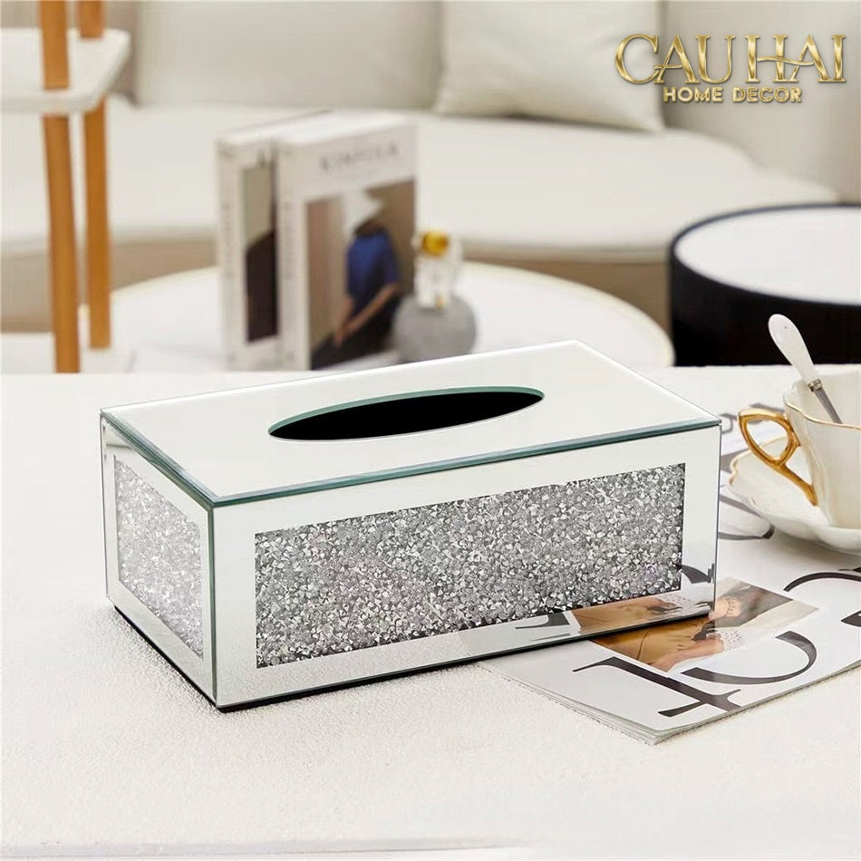 Haute Folie - Hộp Giấy Chữ Nhật Viền Gương Cắt Cạnh — Starlight Mirrored Tissue Box-CẬU HAI HOME DECOR-CẬU HAI HOME DECOR