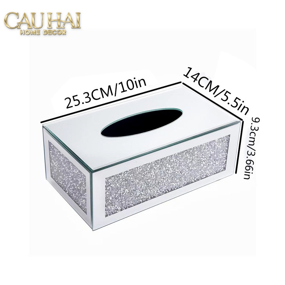 Haute Folie - Hộp Giấy Chữ Nhật Viền Gương Cắt Cạnh — Starlight Mirrored Tissue Box-CẬU HAI HOME DECOR-CẬU HAI HOME DECOR
