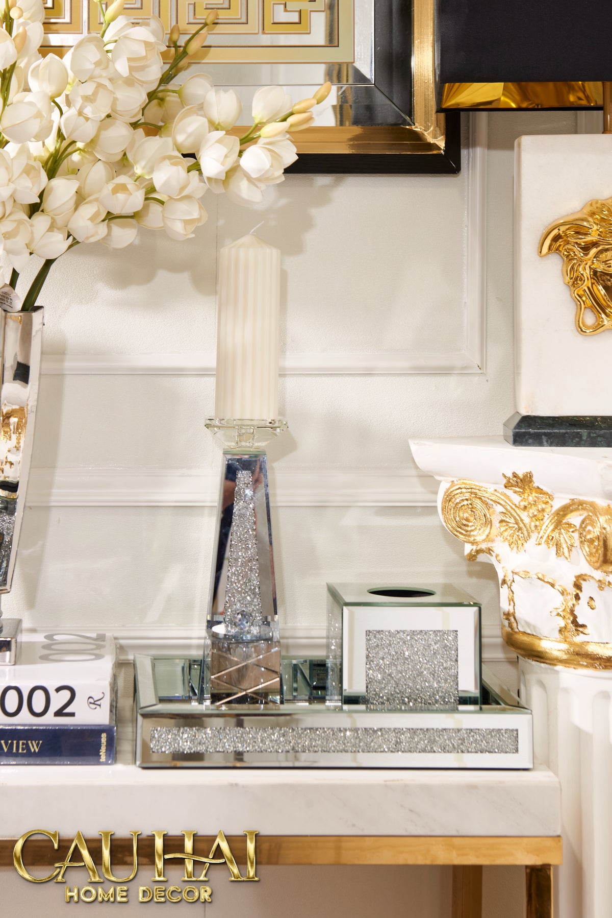 Haute Folie - Hộp Khăn Giấy Vuông Mặt Gương — Starlight Mirrored Tissue Box 14x14-HỘP KHĂN GIẤY-CẬU HAI HOME DECOR-CẬU HAI HOME DECOR