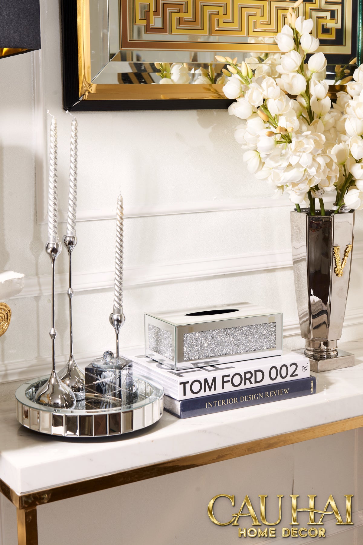 Haute Folie - Hộp Khăn Giấy Vuông Mặt Gương — Starlight Mirrored Tissue Box 14x14-HỘP KHĂN GIẤY-CẬU HAI HOME DECOR-CẬU HAI HOME DECOR