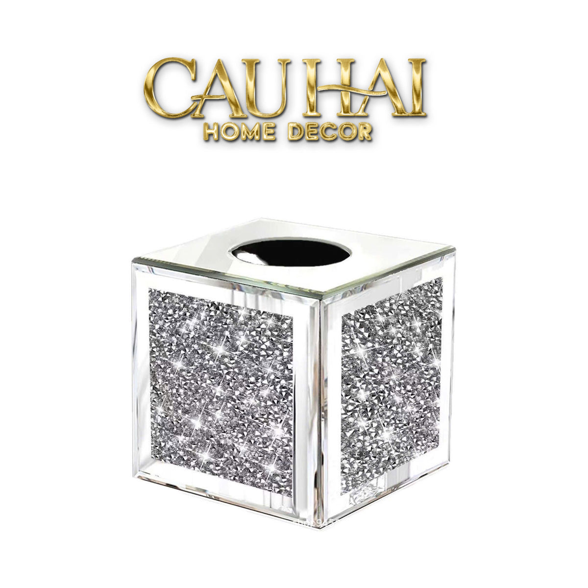 Haute Folie - Hộp Khăn Giấy Vuông Mặt Gương — Starlight Mirrored Tissue Box 14x14-HỘP KHĂN GIẤY-CẬU HAI HOME DECOR-CẬU HAI HOME DECOR