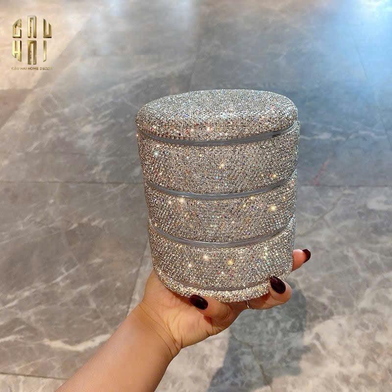 Haute Folie - Hộp Lưu Trữ 4 Tầng Carousel Diamond Bling Bling-CẬU HAI HOME DECOR