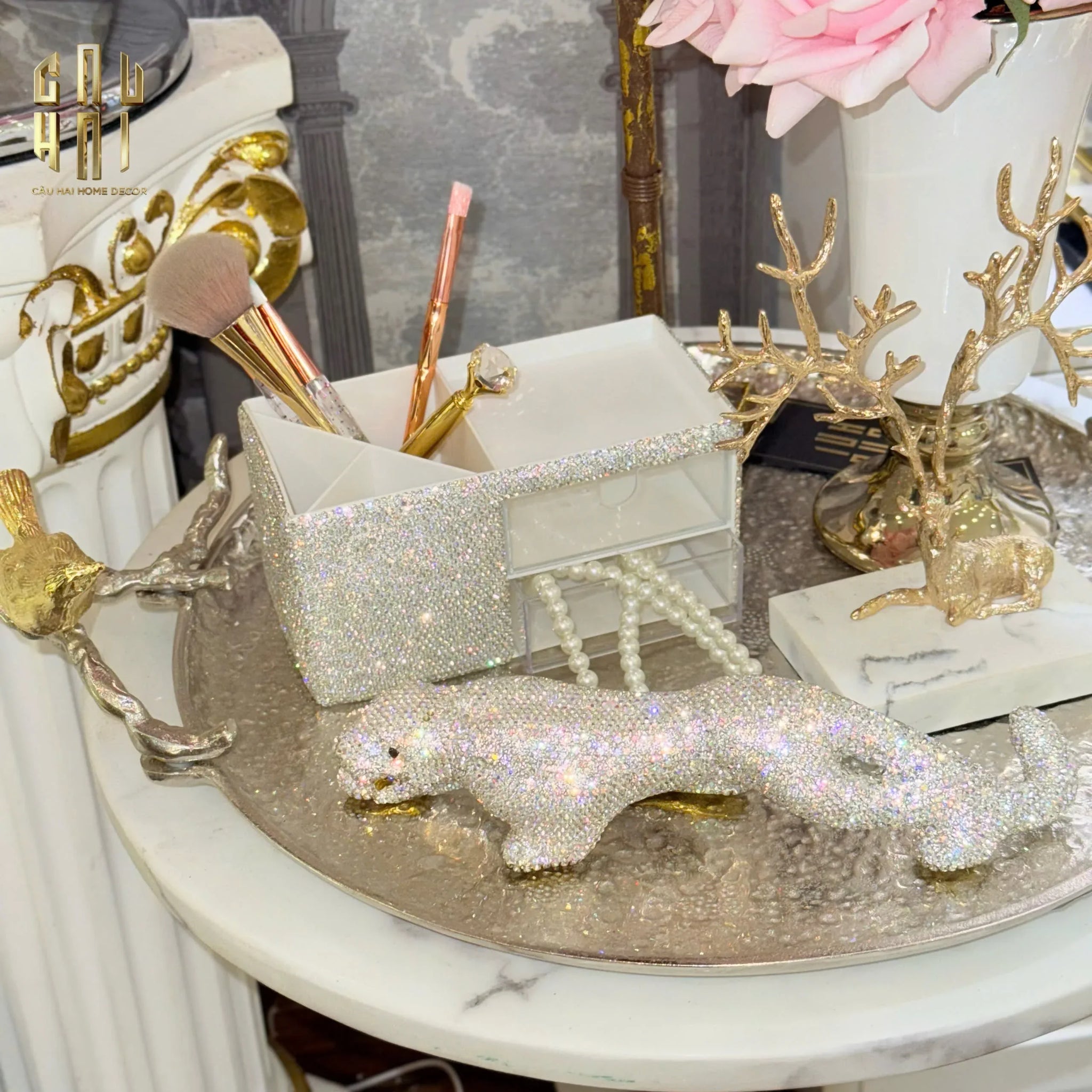 Haute Folie - Hộp Lưu Trữ Đa Năng Diamond Bling Bling Fw25-CẬU HAI HOME DECOR