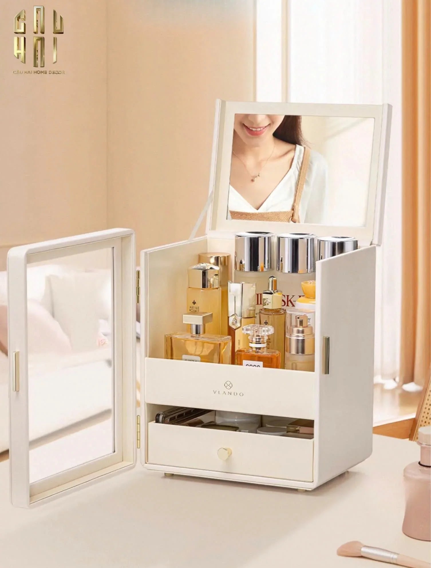 HAUTE FOLIE - HỘP MỸ PHẨM DA BEAUTY CLOSET - CẬU HAI HOME DECOR
