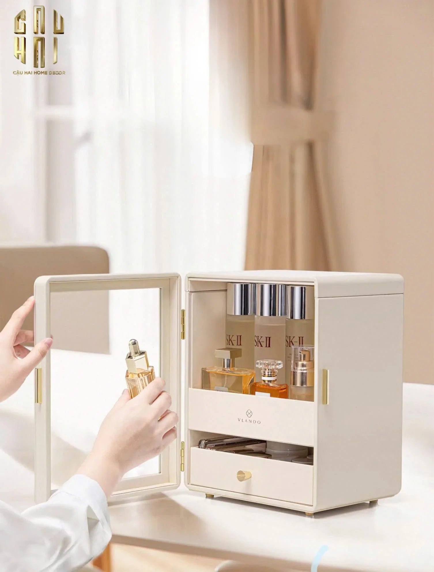 HAUTE FOLIE - HỘP MỸ PHẨM DA BEAUTY CLOSET - CẬU HAI HOME DECOR