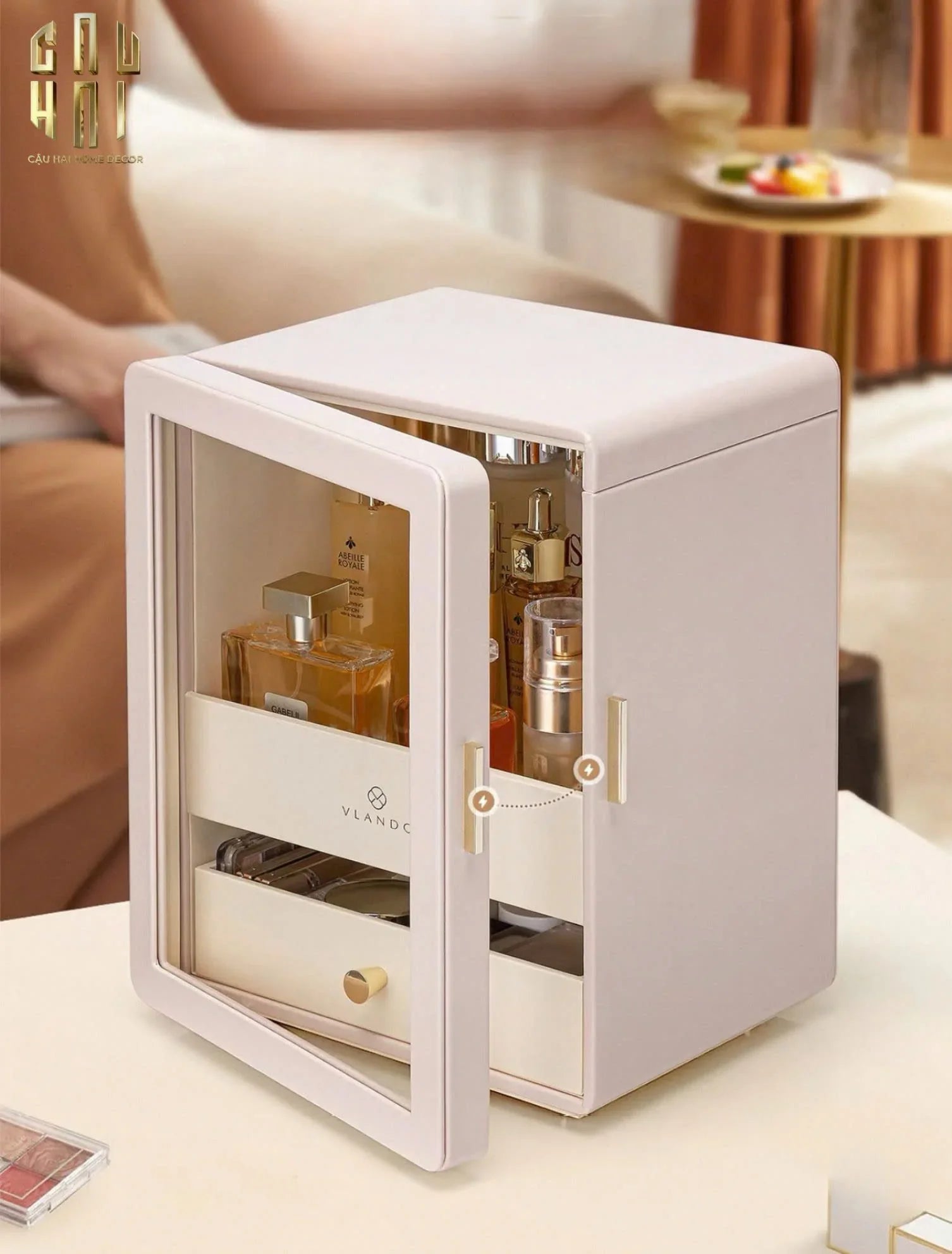 HAUTE FOLIE - HỘP MỸ PHẨM DA BEAUTY CLOSET - CẬU HAI HOME DECOR