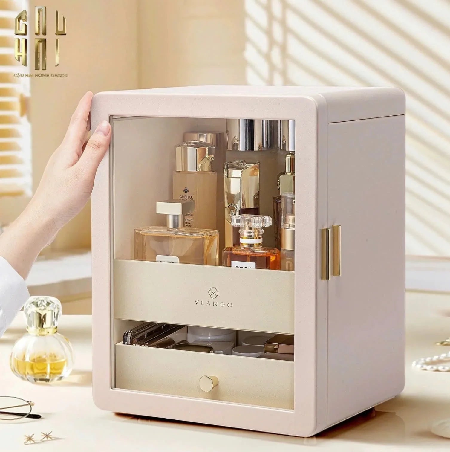 HAUTE FOLIE - HỘP MỸ PHẨM DA BEAUTY CLOSET - CẬU HAI HOME DECOR