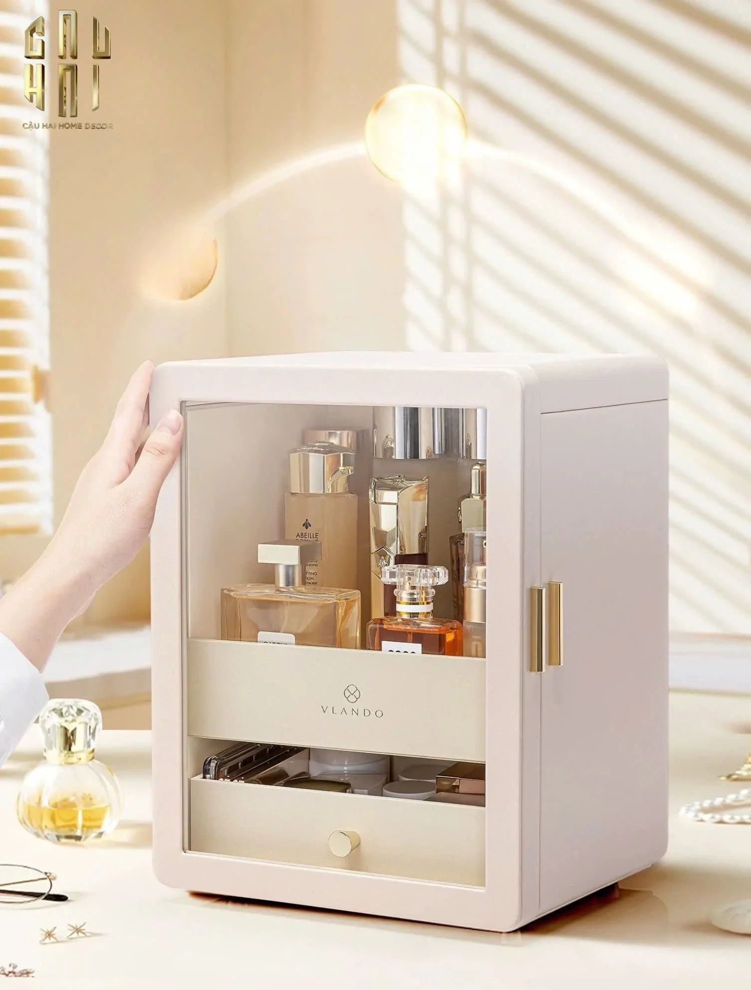 HAUTE FOLIE - HỘP MỸ PHẨM DA BEAUTY CLOSET - CẬU HAI HOME DECOR