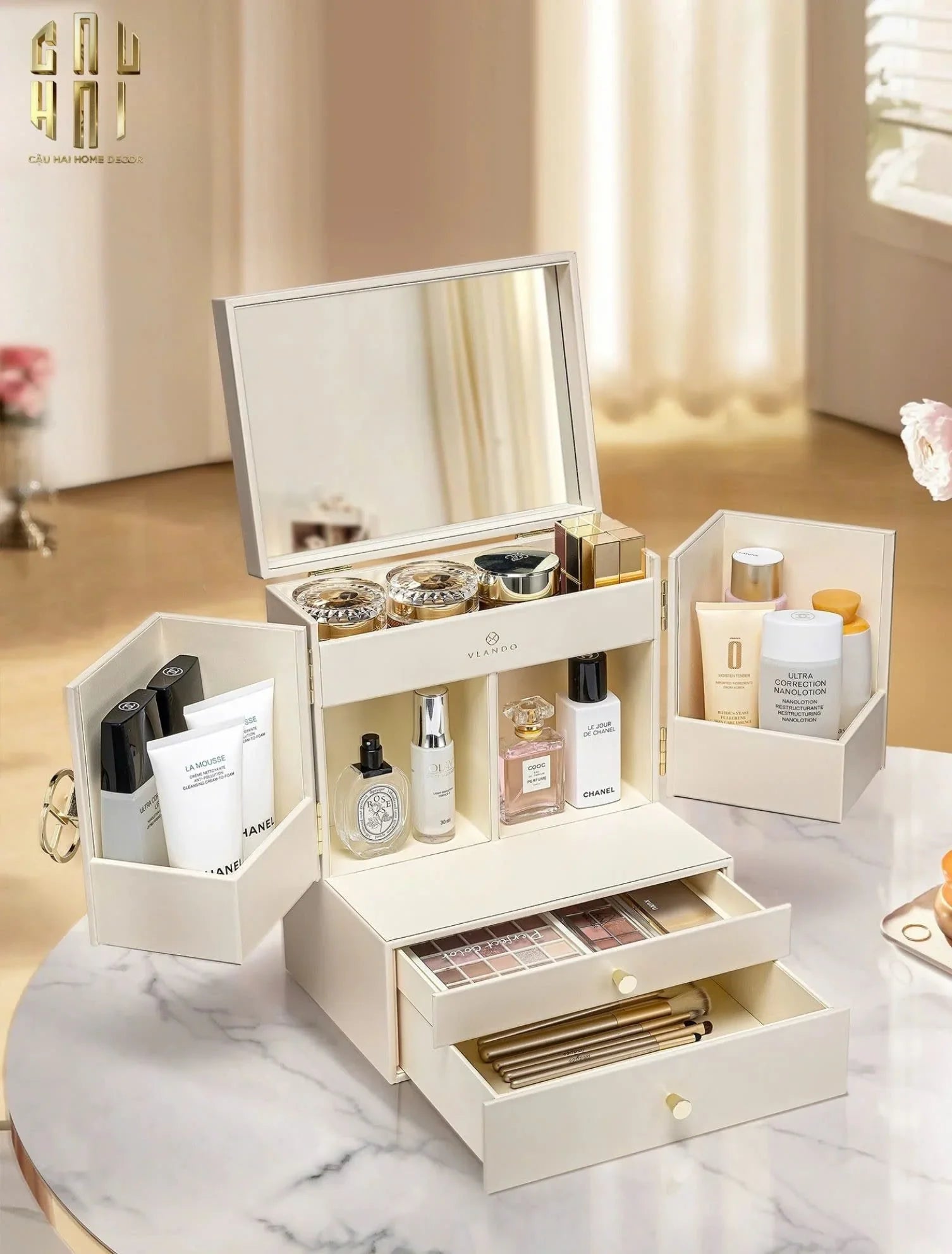 HAUTE FOLIE - HỘP MỸ PHẨM DA GRACE MANSION CLOSET - CẬU HAI HOME DECOR