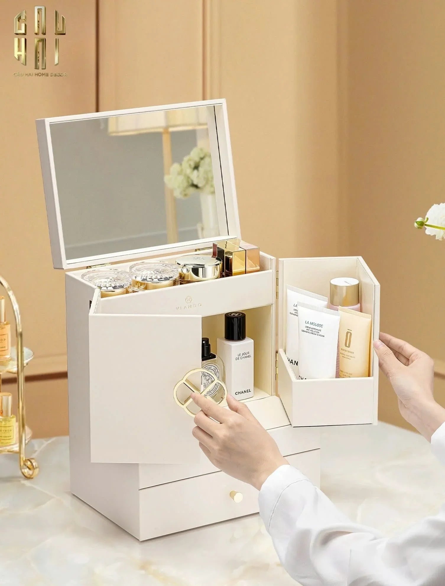 HAUTE FOLIE - HỘP MỸ PHẨM DA GRACE MANSION CLOSET - CẬU HAI HOME DECOR