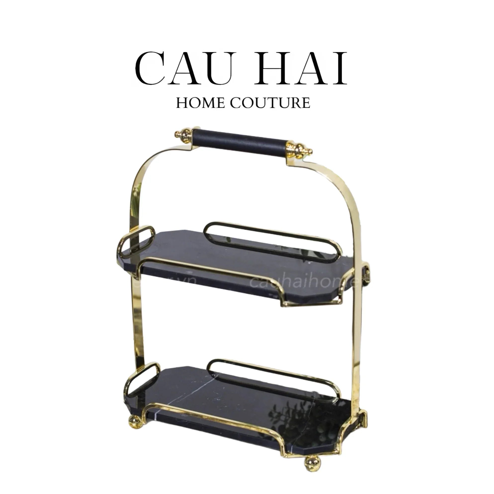 HAUTE FOLIE - KỆ ĐÁ BLACK MARBLE 2 TẦNG - MANOR - CẬU HAI HOME DECOR