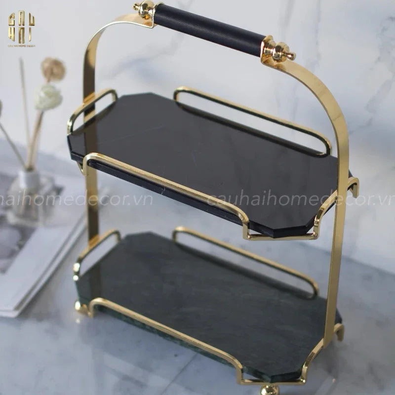 HAUTE FOLIE - KỆ ĐÁ BLACK MARBLE 2 TẦNG - MANOR-CẬU HAI HOME DECOR