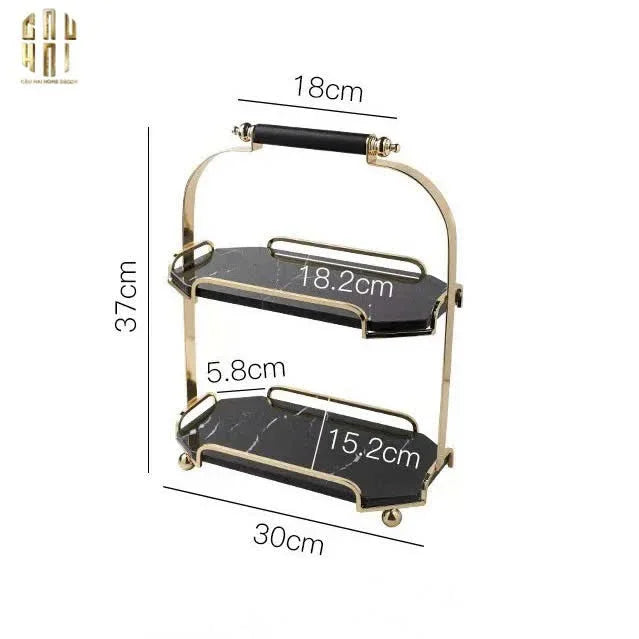 HAUTE FOLIE - KỆ ĐÁ BLACK MARBLE 2 TẦNG - MANOR - CẬU HAI HOME DECOR
