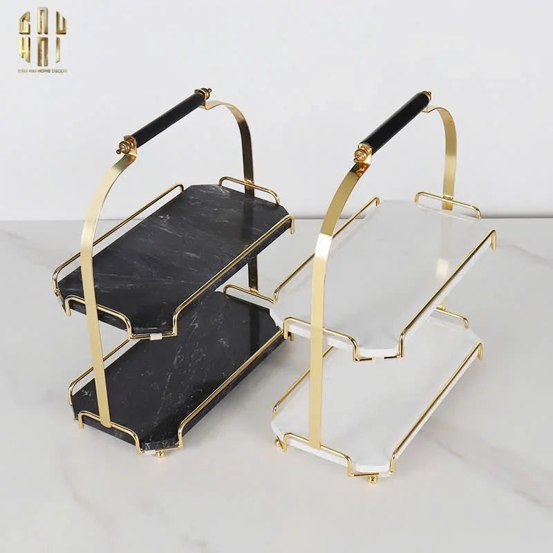 HAUTE FOLIE - KỆ ĐÁ BLACK MARBLE 2 TẦNG - MANOR-CẬU HAI HOME DECOR