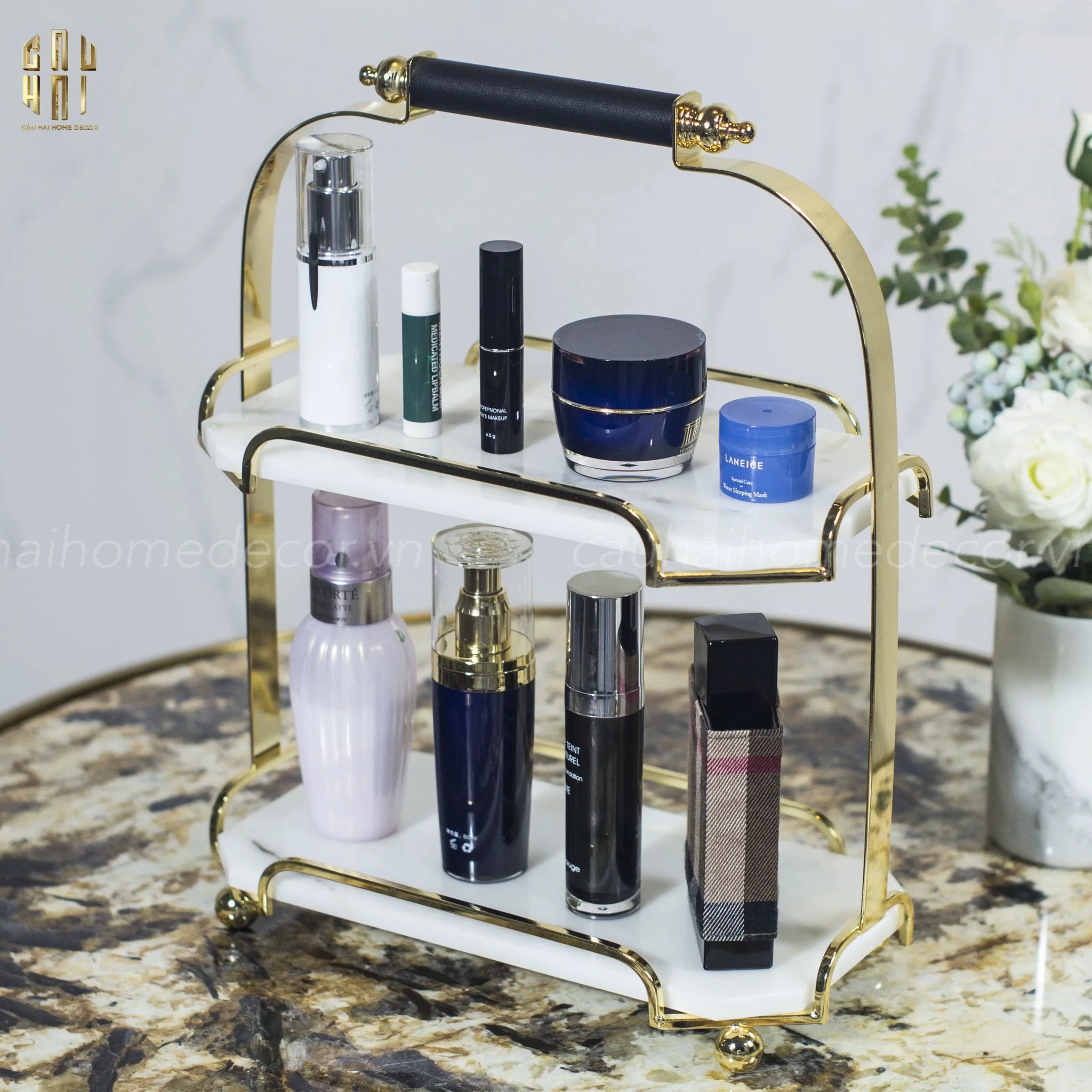 HAUTE FOLIE - KỆ ĐÁ MARBLE WHITE 2 TẦNG - MANOR - CẬU HAI HOME DECOR