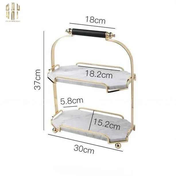 HAUTE FOLIE - KỆ ĐÁ MARBLE WHITE 2 TẦNG - MANOR - CẬU HAI HOME DECOR