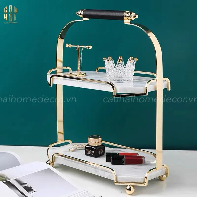HAUTE FOLIE - KỆ ĐÁ MARBLE WHITE 2 TẦNG - MANOR - CẬU HAI HOME DECOR