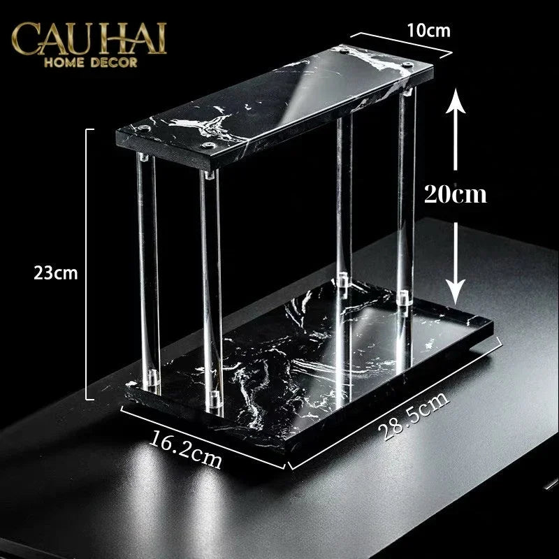 Haute Folie - Kệ Phòng Tắm 2 Tầng Đá Marble Acrylic Column Gabriel Tiered Organizers 20x26.5-CẬU HAI HOME DECOR