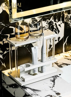Haute Folie - Kệ Phòng Tắm 2 Tầng Đá Marble Acrylic Column Gabriel Tiered Organizers 20x26.5-CẬU HAI HOME DECOR