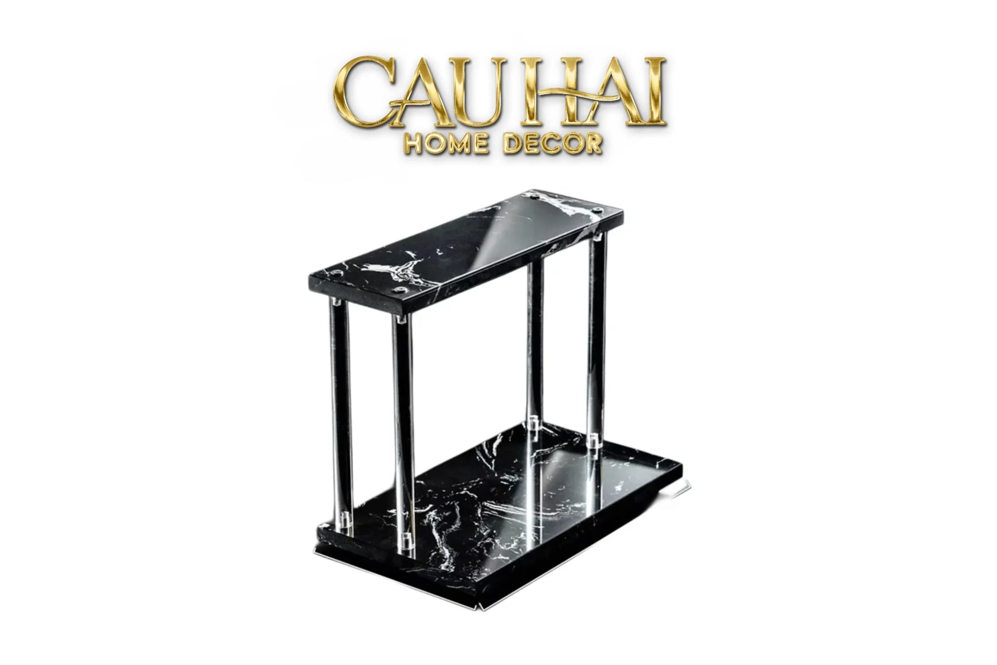Haute Folie - Kệ Phòng Tắm 2 Tầng Đá Marble Acrylic Column Gabriel Tiered Organizers 20x26.5-CẬU HAI HOME DECOR