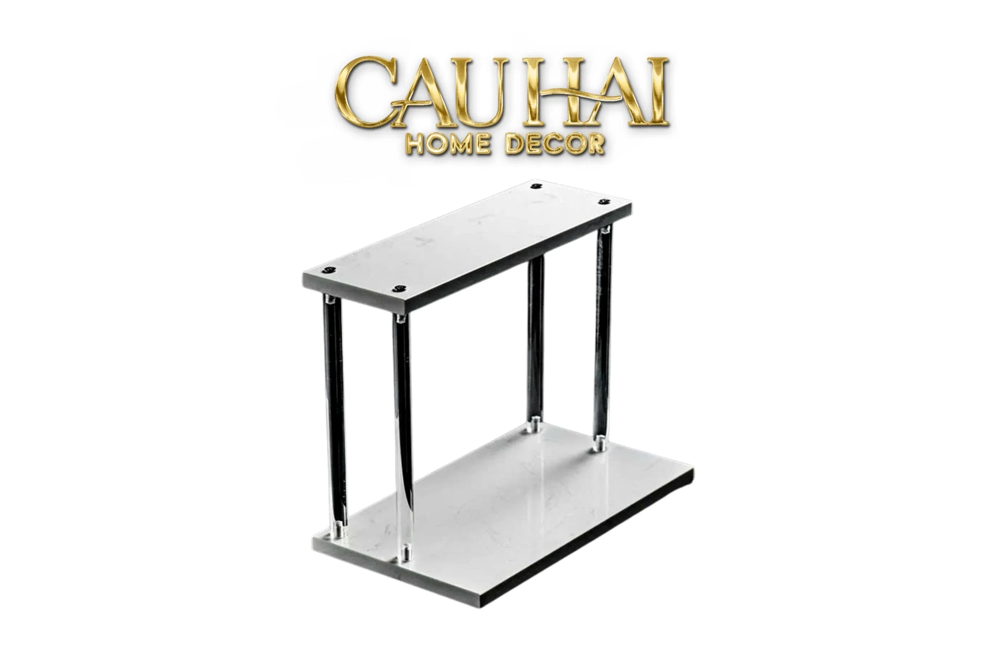 Haute Folie - Kệ Phòng Tắm 2 Tầng Đá Marble Acrylic Column Gabriel Tiered Organizers 20x26.5-CẬU HAI HOME DECOR