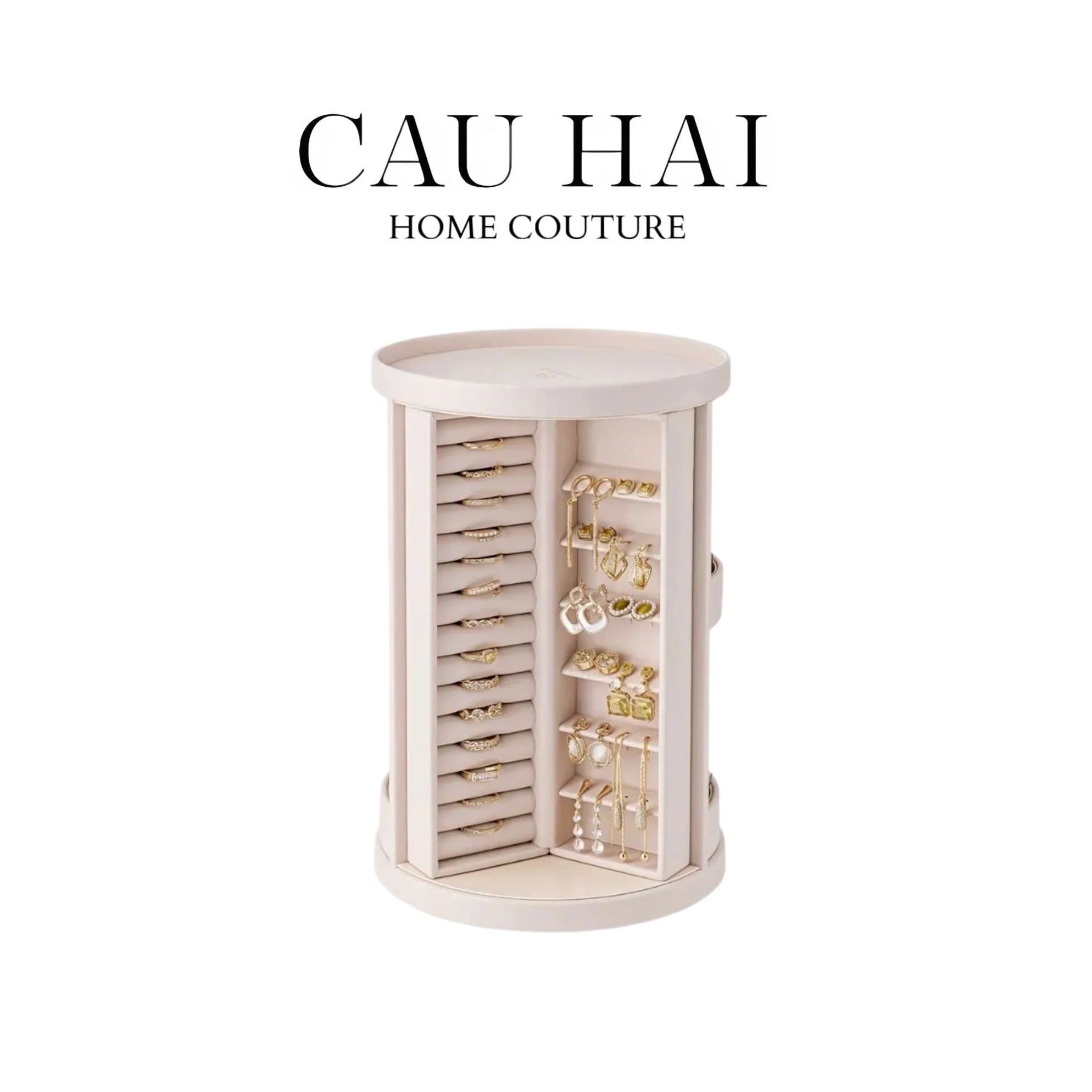 HAUTE FOLIE - KỆ TRANG SỨC DA XOAY 360 - JEWELRY CLOSET - CẬU HAI HOME DECOR