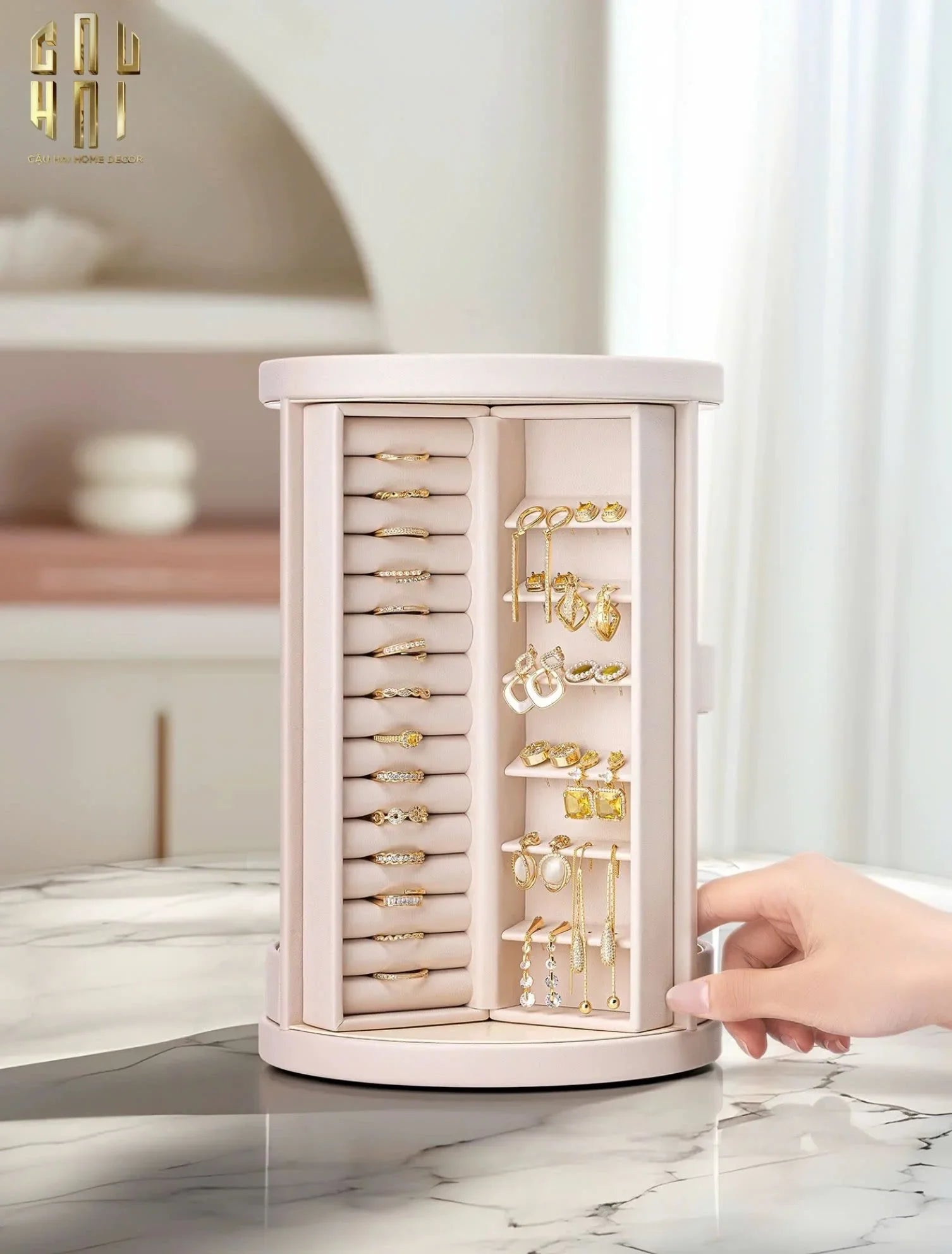 HAUTE FOLIE - KỆ TRANG SỨC DA XOAY 360 - JEWELRY CLOSET - CẬU HAI HOME DECOR